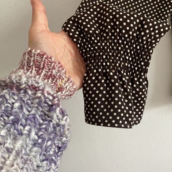 Ann Taylor XSP Bell Sleeve Polka Dotted Elastane Long Sleeve - Picture 9 of 15